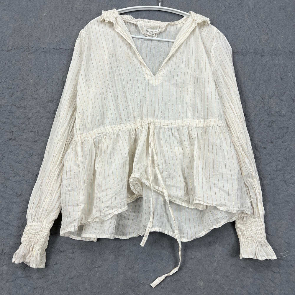 Emerson Fry India Collection‎ Lucybella Top Womens XS/S White Gold Stripe Blouse